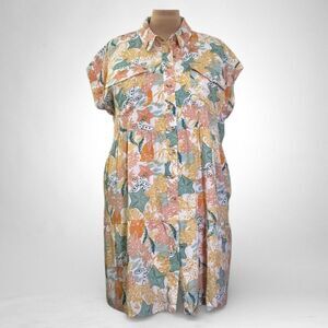 HEYSON Seashell Print Button Front Mini Dress, NEW WITH TAGS! Size 2XL